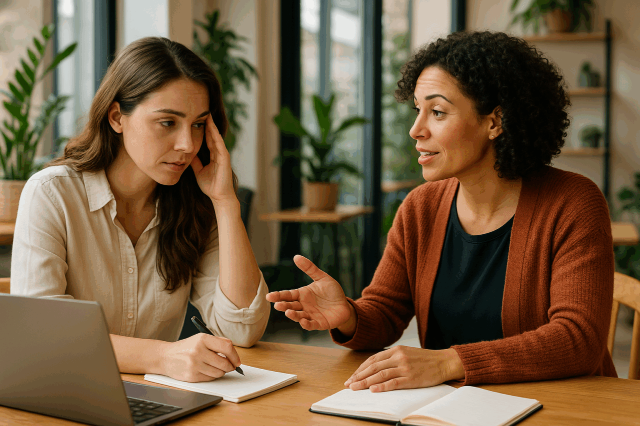 Women entrepreneur gaining clarity with business coach